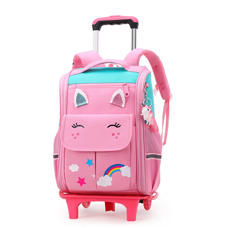 Школьный рюкзак на колесиках для девочек, ранцевый рюкзак для мальчиков, сумка на колесиках для детей