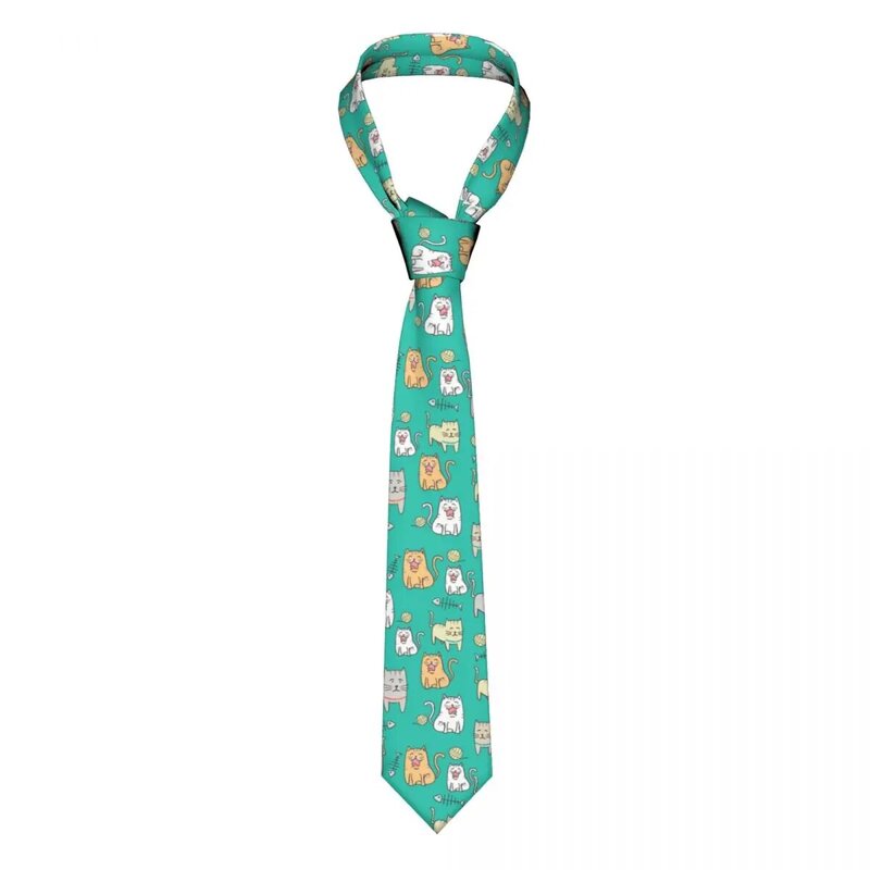 Классический галстук, мужские галстуки для свадебной вечеринки, деловой галстук, повседневный галстук в мультяшном стиле с милым котом