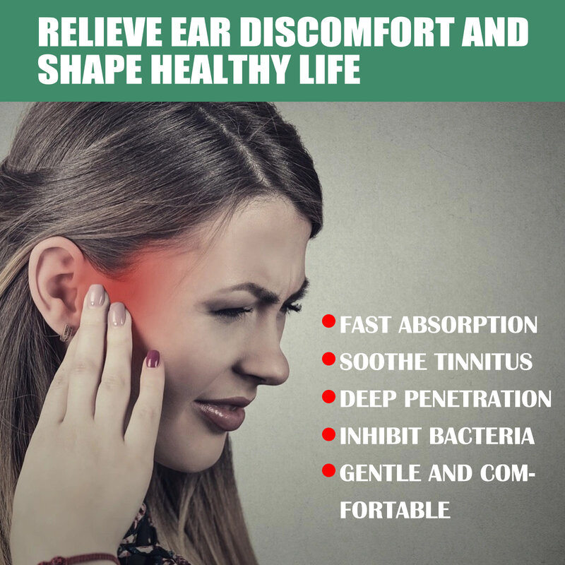 20มล. หูอื้อหูหยดเสียงอ่อนโยนบรรเทาการดูแลสุขภาพหูอื้อหูของเหลวหูหูหนวกบวมหูชั้นกลางอักเสบดูแลสุขภาพ