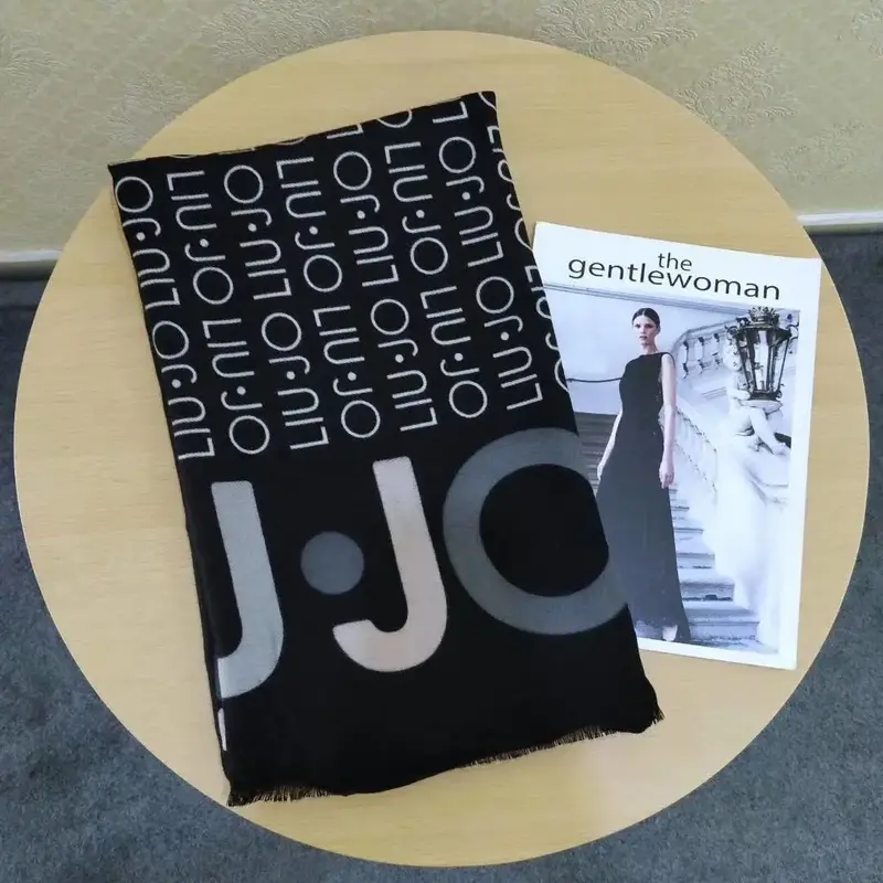 Оптовая продажа, классический модный черный шарф LIU.JO с буквенным принтом, шаль, теплый длинный шарф на осень и зиму