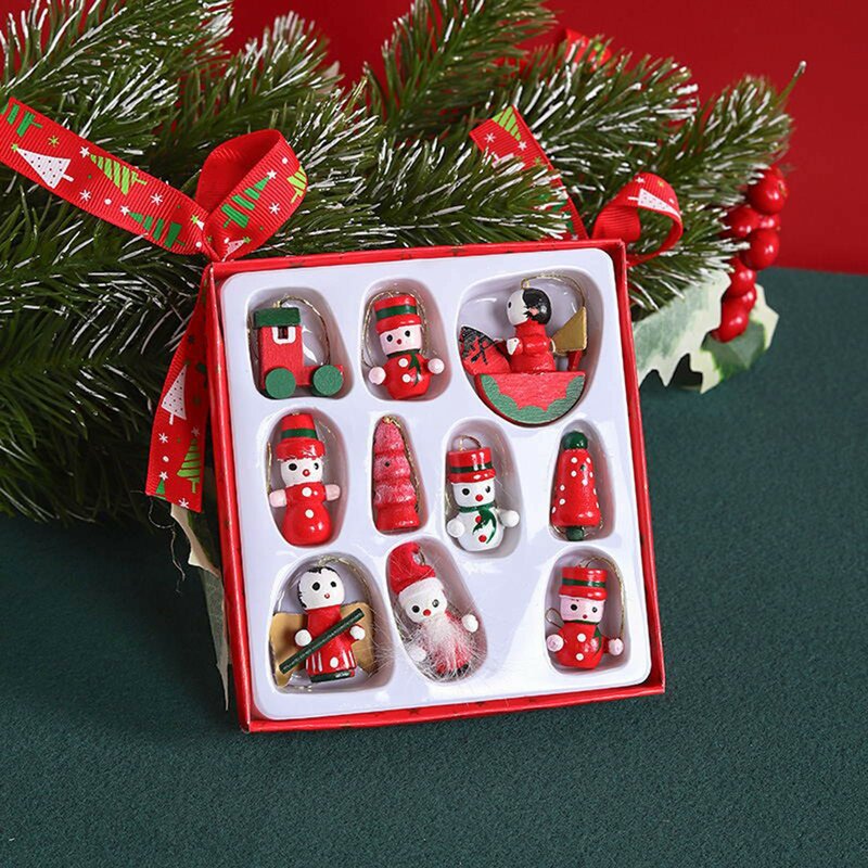 Navidad Noel liontin mainan gantung 10 buah/set, hiasan dekorasi Natal Tahun Baru 2023, ornamen dekorasi Natal kreatif