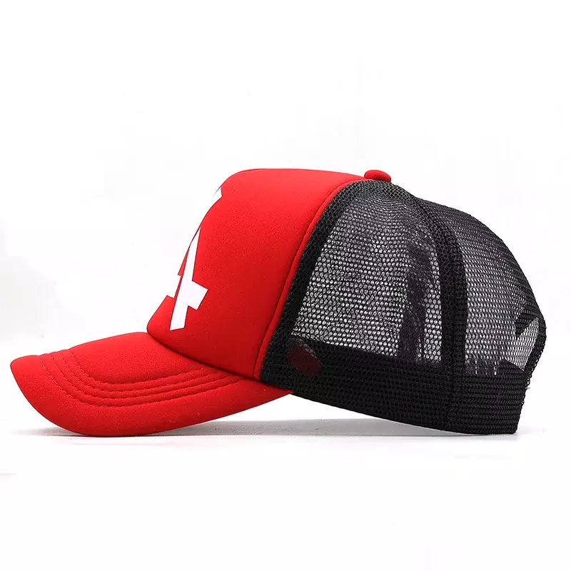 女性と男性のための野球帽,混合三角形のメッシュ,通気性のあるメッシュ,スナップバック,赤,黒のスポーツ帽子,ユニセックス