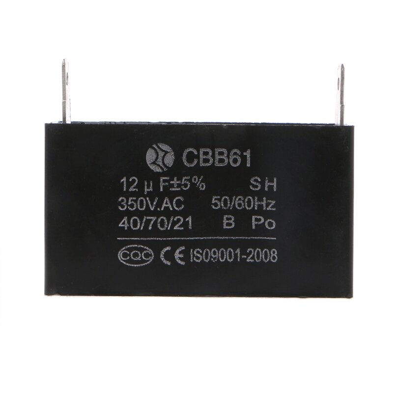 Máy phát điện tụ điện 12uF màu đen Máy phát điện CBB61 12uF 50/60Hz 350VAC Động cơ quạt
