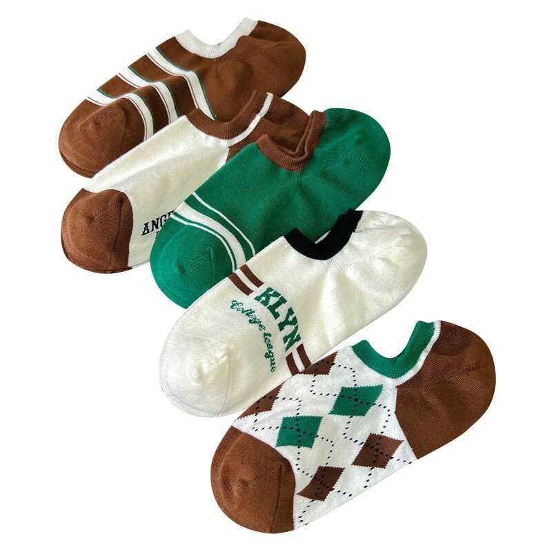 Calcetines tobilleros de algodón a rayas para mujer, calcetín Invisible, transpirable, Color personalizado, estilo británico, C104