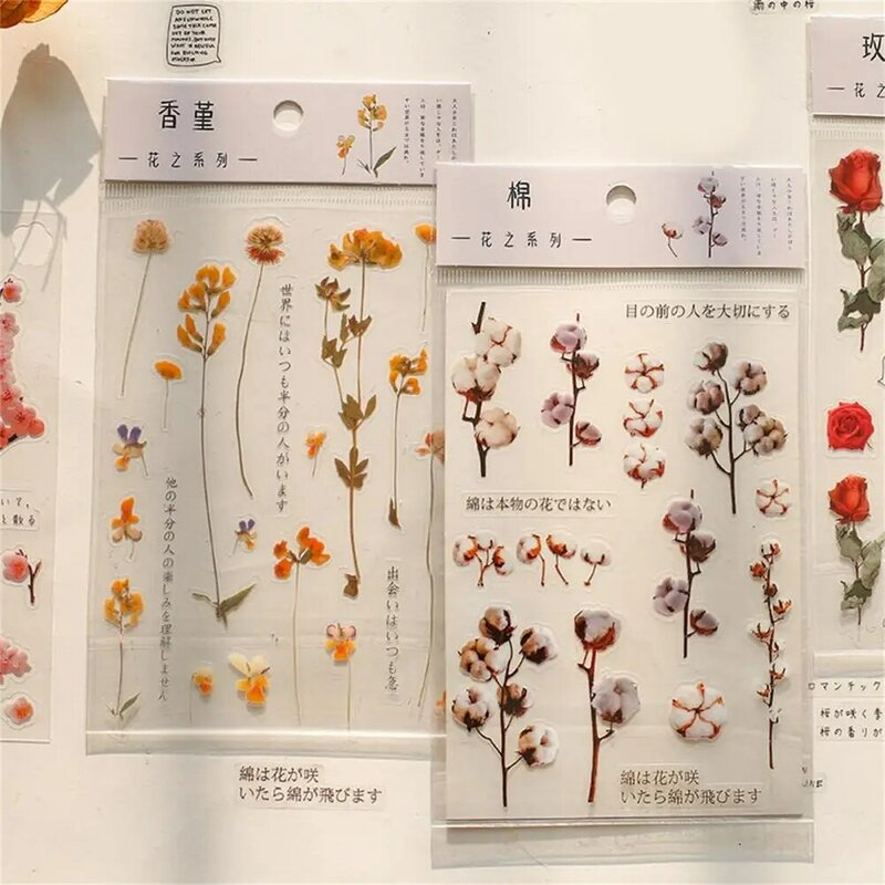 Rose Cherry Blossom Print Stickers, PET Sticker, Unique Hand Account Sticker, 1 folha