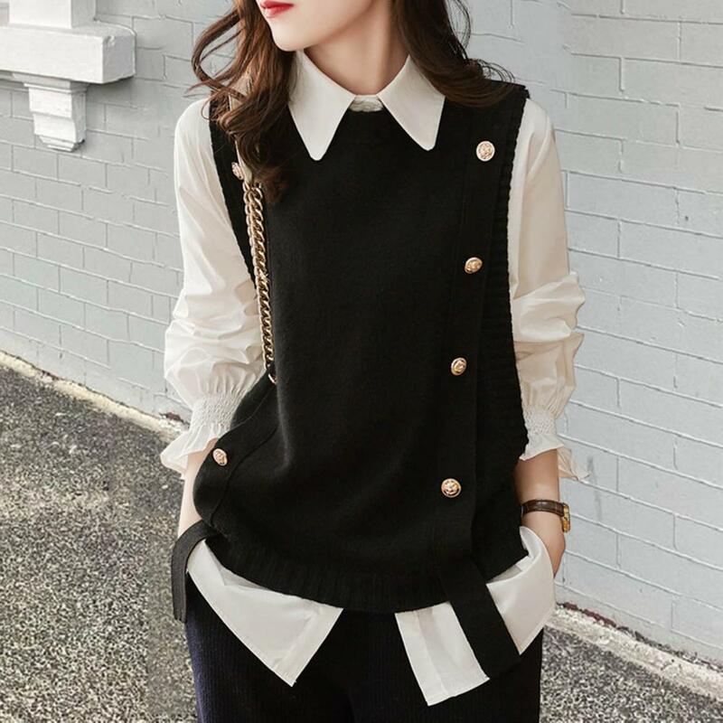 Breathable Women Vest Stylish Women's Sleeveless Knitted Vest for Autumn Winter Fashion Soft Round Neck Solid Color for Ladies