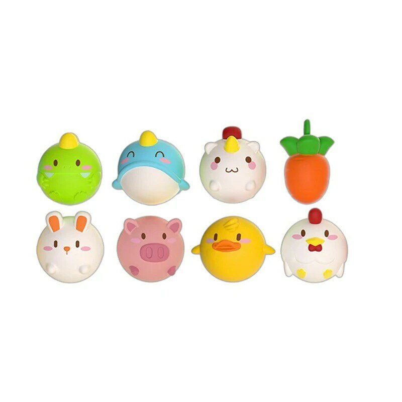 LED 라이트 업 장난감 아기 귀여운 동물 미니 에나멜 고무 그물 낚시 귀여운 동물 샤워 장난감, 어린이 놀이 재미있는 선물