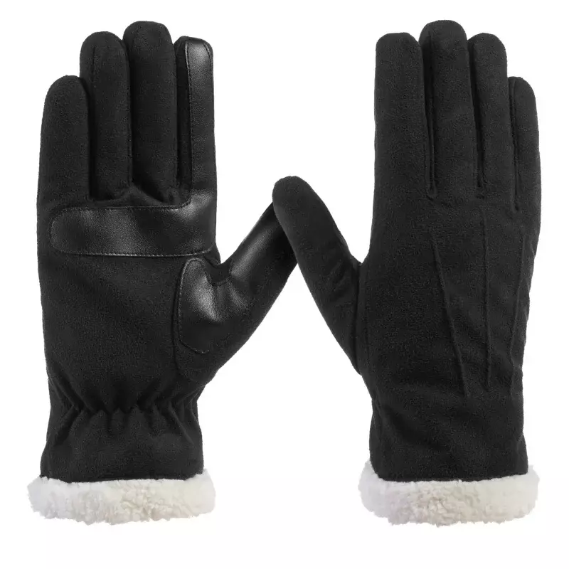 Isotoner-guante de microfibra para mujer, guante negro con puños de Sherpa