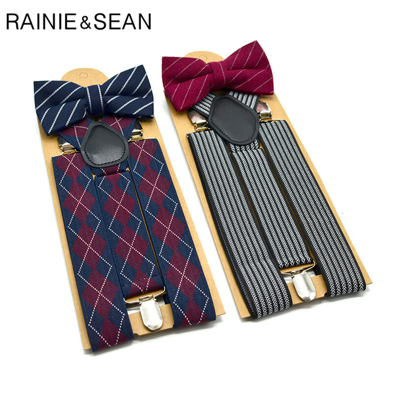 RAINIE SEAN – bretelles pour hommes, rayé gris, pour pantalon, chemise britannique Vintage, 3.5cm, 120cm