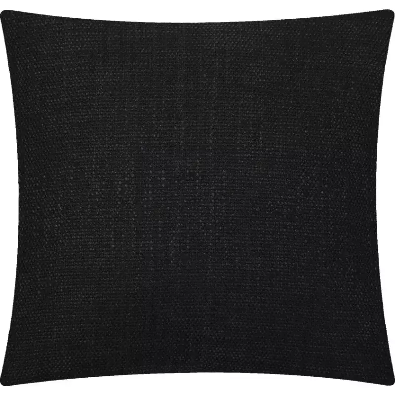 وسادة رمي زخرفية مربعة الشكل من نسيج أحادي اللون ، بوليستر ، أسود ، 18 بوصة × 18 بوصة