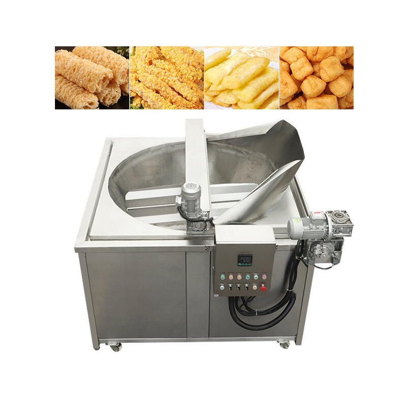Freidora continua de patatas fritas, máquina para freír nueces de maíz, cocina de Gas