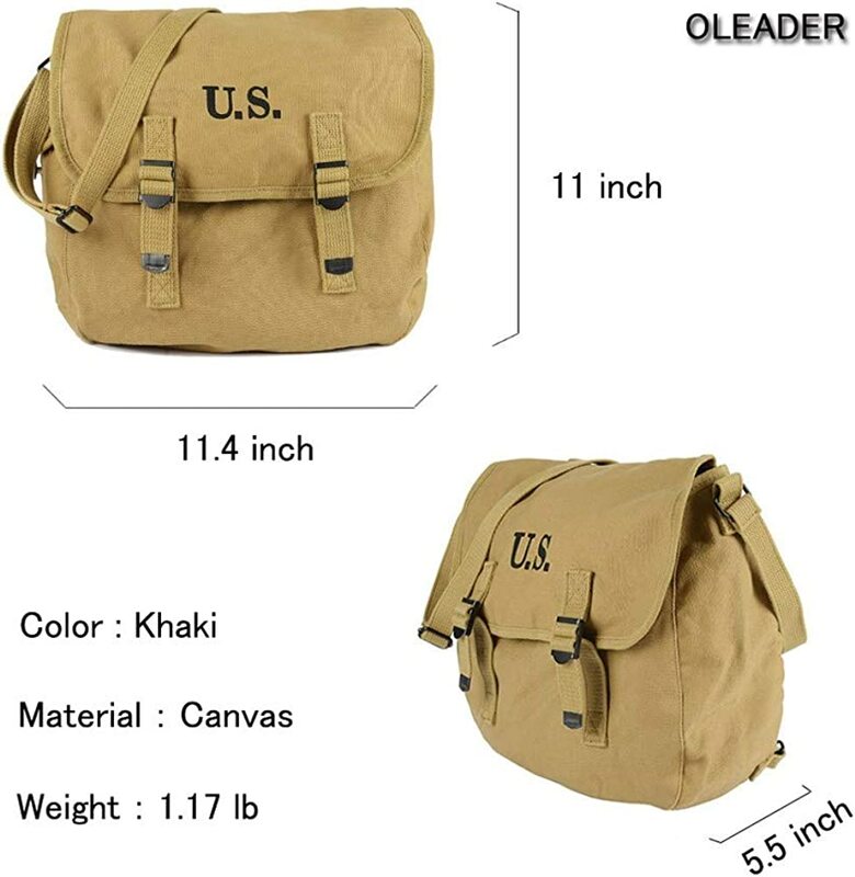 Leader WW2 US M1936 bolsa de música mochila militar mochila de lona cinturón, caqui