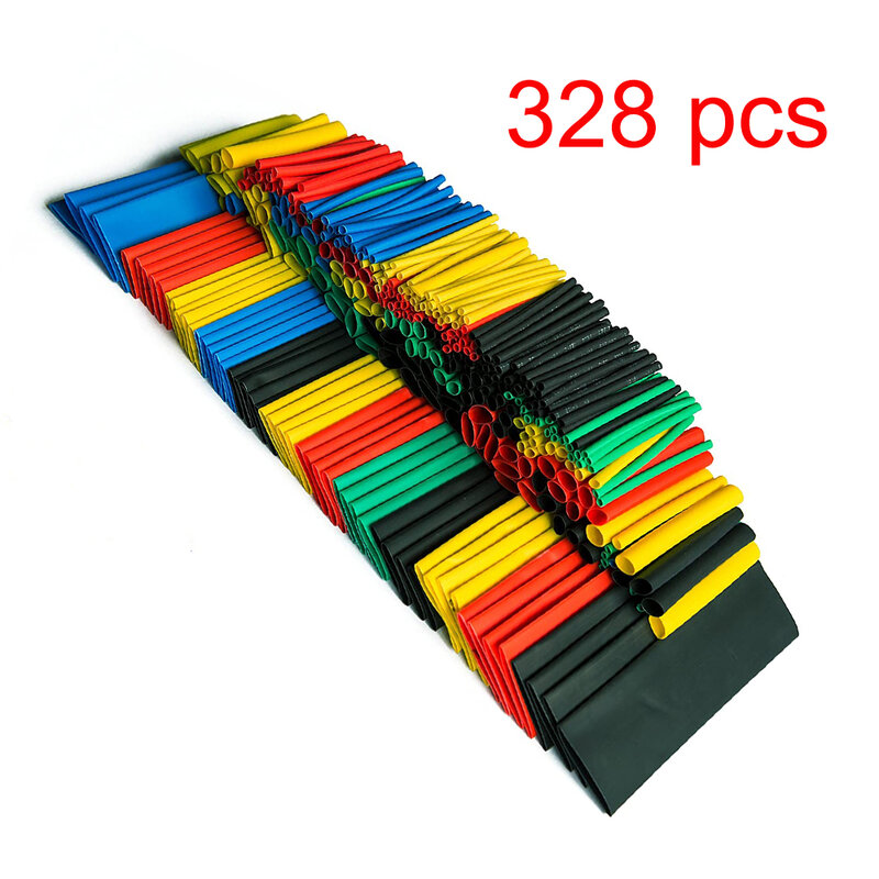 328 Pcs Calore Shrink Tubing 5 Colori 8 Formati Assortiti Tubo Wrap Manica Set Combo