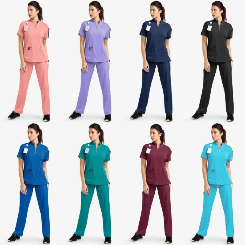 Unisex Medische Uniformen Voor V-Nek Verpleegkundige Schurken Set Vrouwen Ziekenhuisarts Werkkleding Kaakchirurgie Werk Uniform Met Korte Mouwen