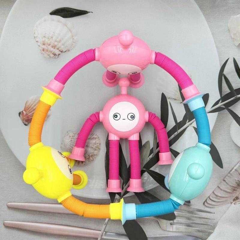 Children Fidget Spinner Toys Kids Pop Tube Sensory Toys Plastic Suction Cup Games Transformable Stress Relief Holiday Gifts