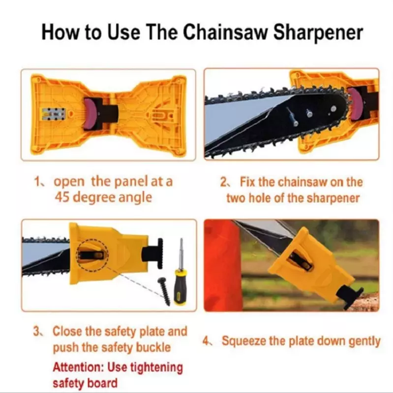Portable Chainsaw Teeth Sharpener Chainsaw Chain Sharpener Tools Quick Install Chainsaw/Gasoline Saw For 14-20 Inch Guide Chain