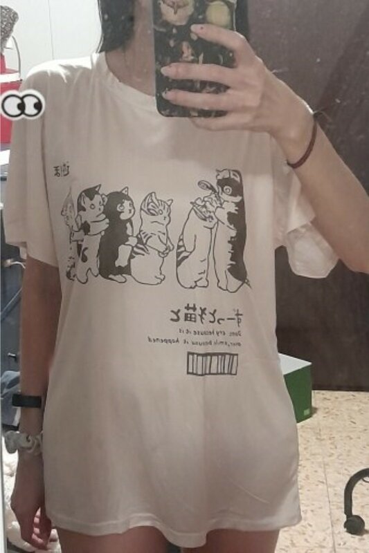 T-shirt imprimé chat mignon pour femme, haut féminin esthétique, Y2K 90S, Harajuku Graphic Ulzzang