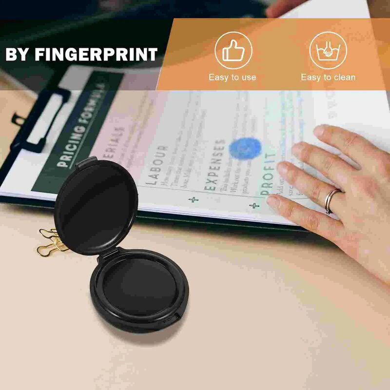 Almofada de tinta portátil Fingerprint, Carimbo redondo do documento, Multiuso, Mini, Redondo, Abs