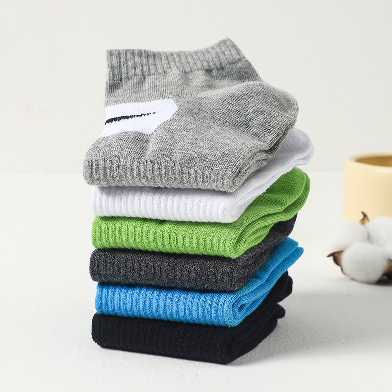 Calcetines cortos de algodón puro para hombre, medias deportivas de malla transpirable para correr, informales, suaves, 6 pares