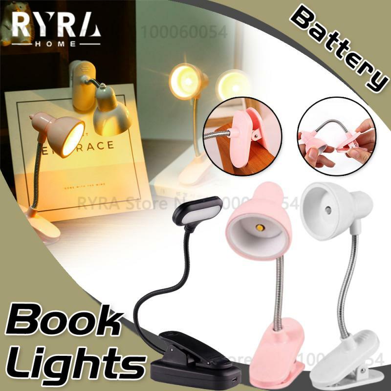 Lampu buku pelindung mata LED, cahaya malam dapat diatur Mini jepit lampu meja belajar daya baterai fleksibel untuk perjalanan kamar tidur membaca