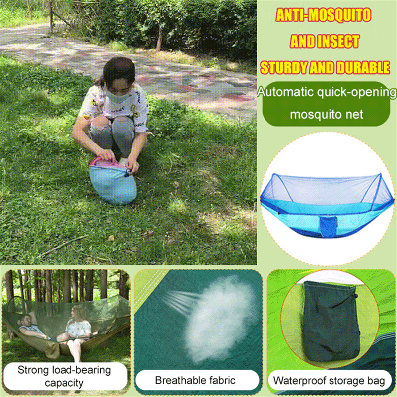 Zewnętrzny hamak do szybkiego otwierania z moskitierą 1-2 osobowy namiot podwórkowy hamak kempingowy ultralekki hamak przeciw komarom