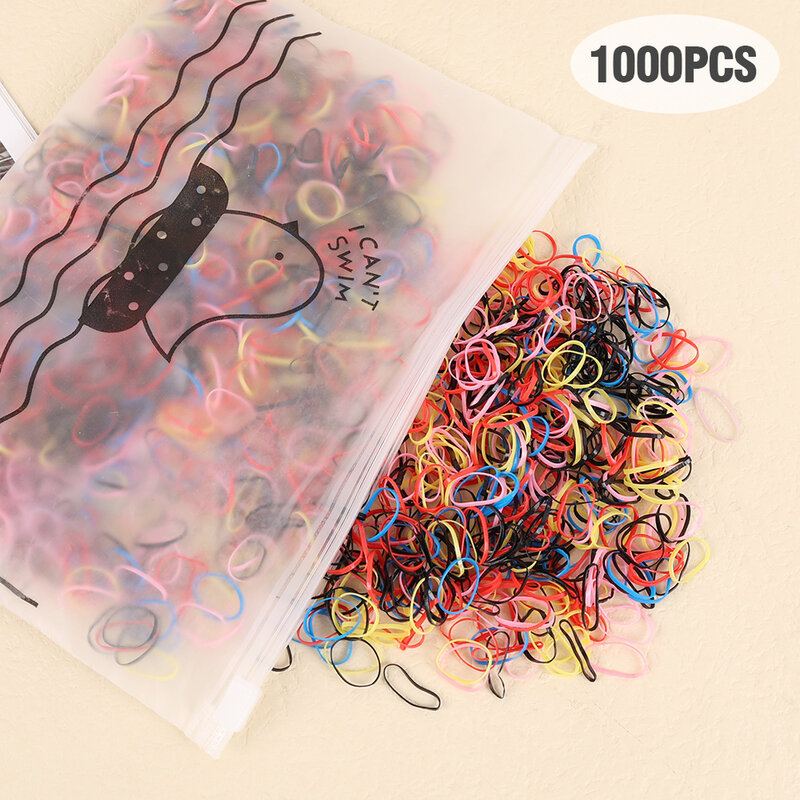 1000Pcs Colorful Disposable Hair Bands Scrunchie for Kids Girls Elastic Rubber Band Ponytail Holder Hair Accessories Hair Ties
