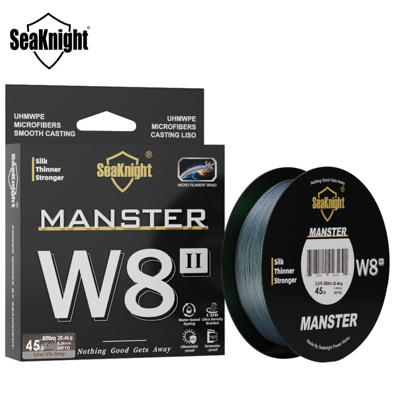 Seaknight-monster/manster w8 ii trançado linha de pesca, 8 fios, super fino, 0.8 #, pe, flutuante, mar, qualidade, 150m, novo