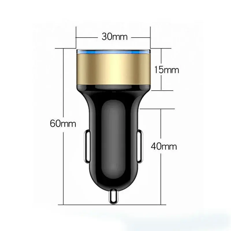 Pengisi Daya Mobil 5V 3,1 A Adaptor QC USB Ganda Pemantik Rokok LED Voltmeter untuk Semua Jenis Ponsel Pengisi Daya Cepat