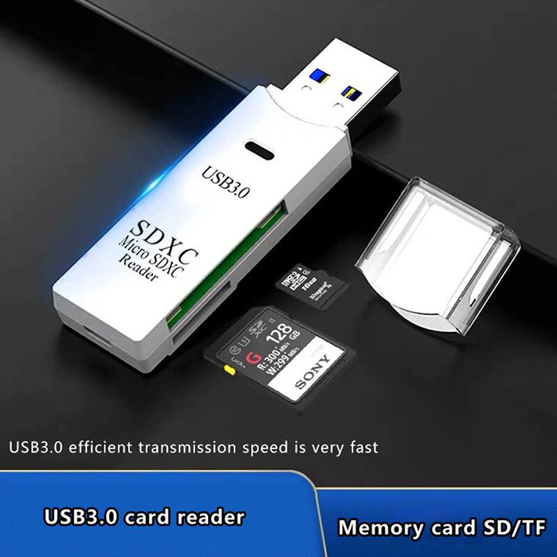 Lector de tarjetas 2 en 1, lector de tarjetas USB 3,0, Micro SD, TF, adaptador de escritura de tarjetas múltiples de alta velocidad, unidad Flash, Accesorios para ordenador portátil