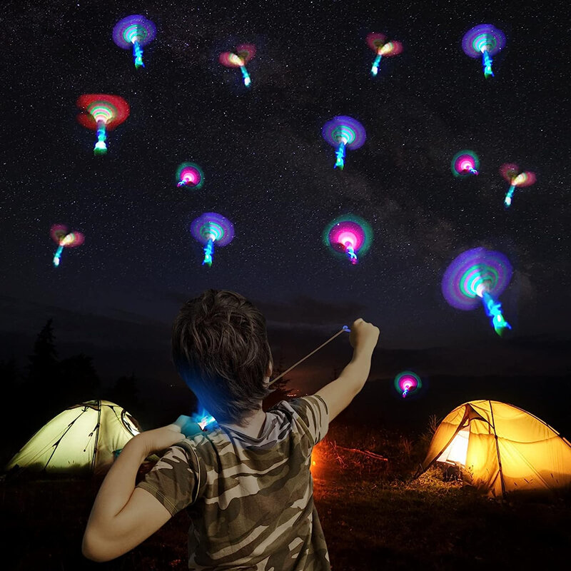 New 50/30/10/5/1Pc Amazing Light Toy Arrow Rocket Helicopter Flying Toy LED Light Toys Party Fun Gifts Rubber Band Catapult