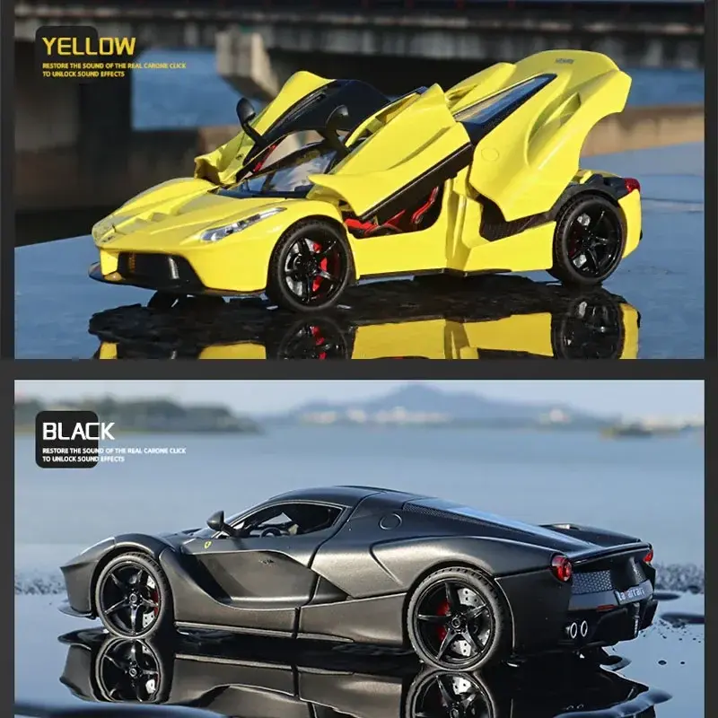 Ferrari Laferrari FXX K High Simulation Diecast Metal Alloy Model Car, Sound Light, Rib Back Collection, Kids Toy Gifts, 1:22