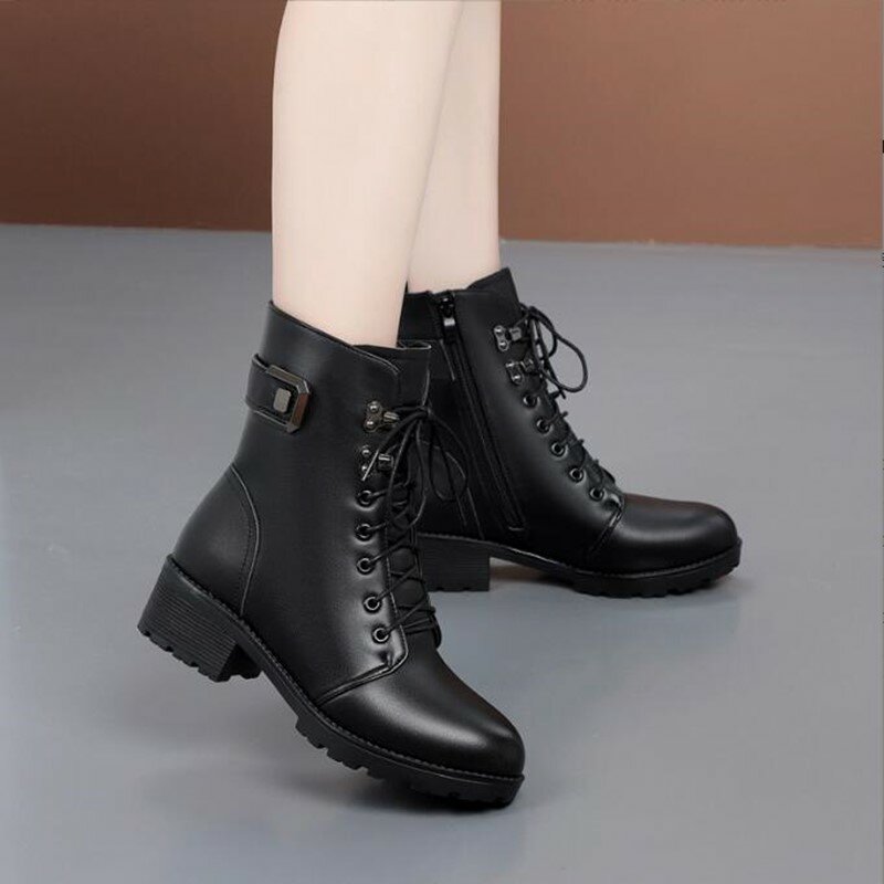 AIYUQI Buty zimowe damskie Genuine Leather New Wool Warm Non-slip Ladies Ankle Boots Plus Size 41. 42 43. Śniegowce damskie