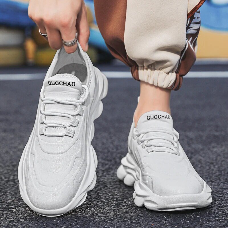 BKQU-tênis masculino casual, sapatos de caminhada confortáveis, moda ao ar livre, combinação branca com tudo, resistente, tendência, qualidade, 2024