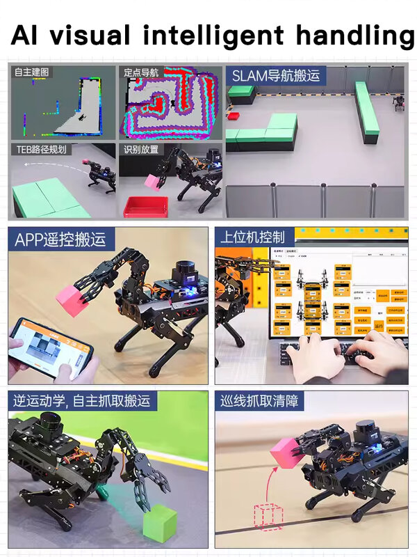 Hikonder Raspberry Pi Robot Dog, PuppyPi Especial 3 DOF Robot Arm Upgrade Prop Pack, SLAM Navigation Handling ROS Robot