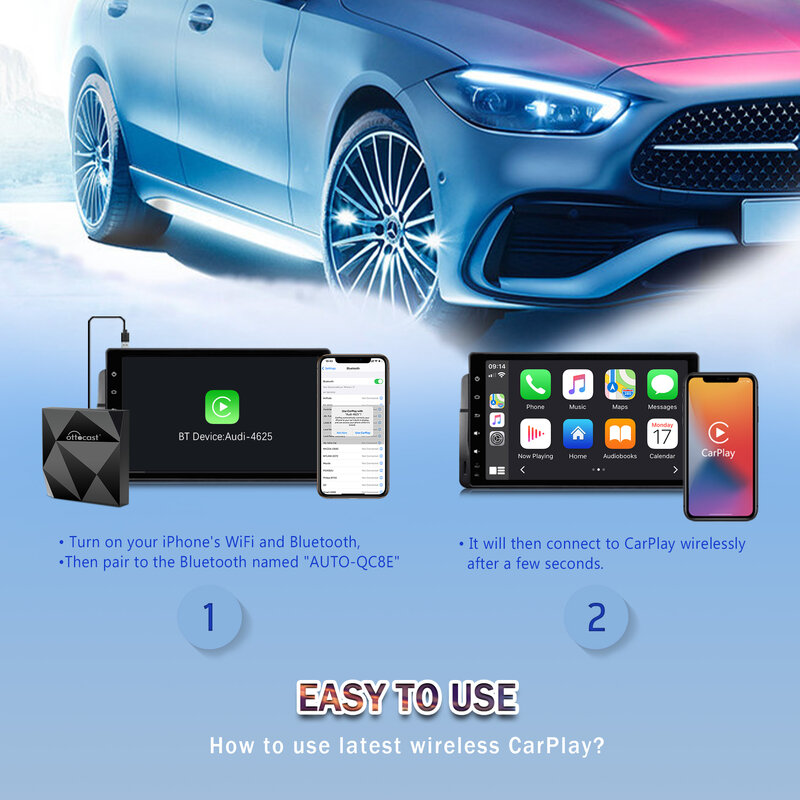 OTTOCAST U2 Air беспроводной адаптер CarPlay USB-ключ OEM Multimdia плеер для Audi Proshe Benz VW для Volvo и Toyota