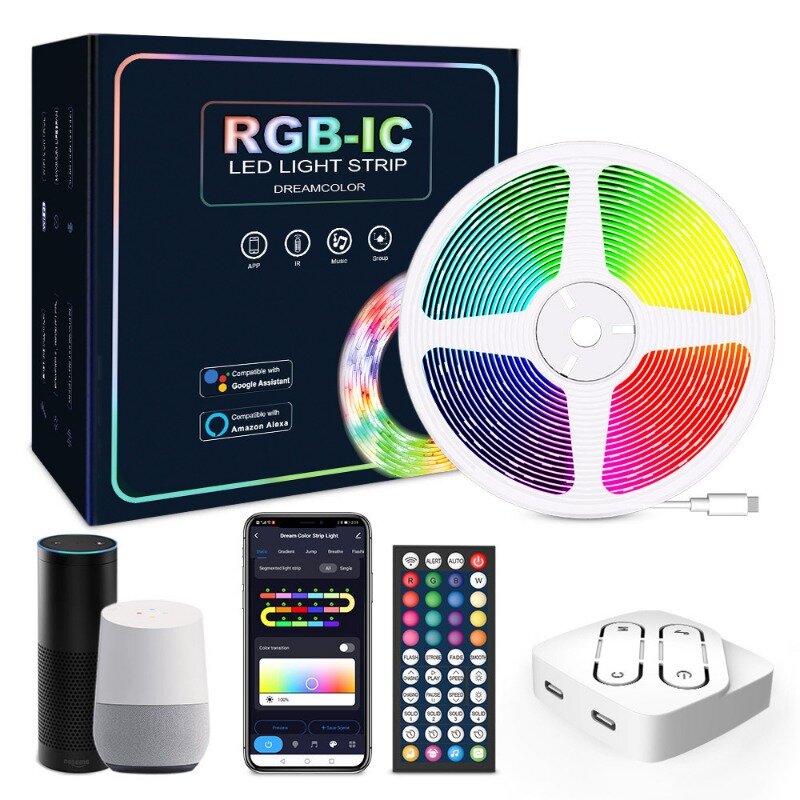 RGBIC-Ensemble de bandes lumineuses d'ambiance à LED, graffiti intelligent, étanche, musique, WiFi, 44 touches, 12V, 5050