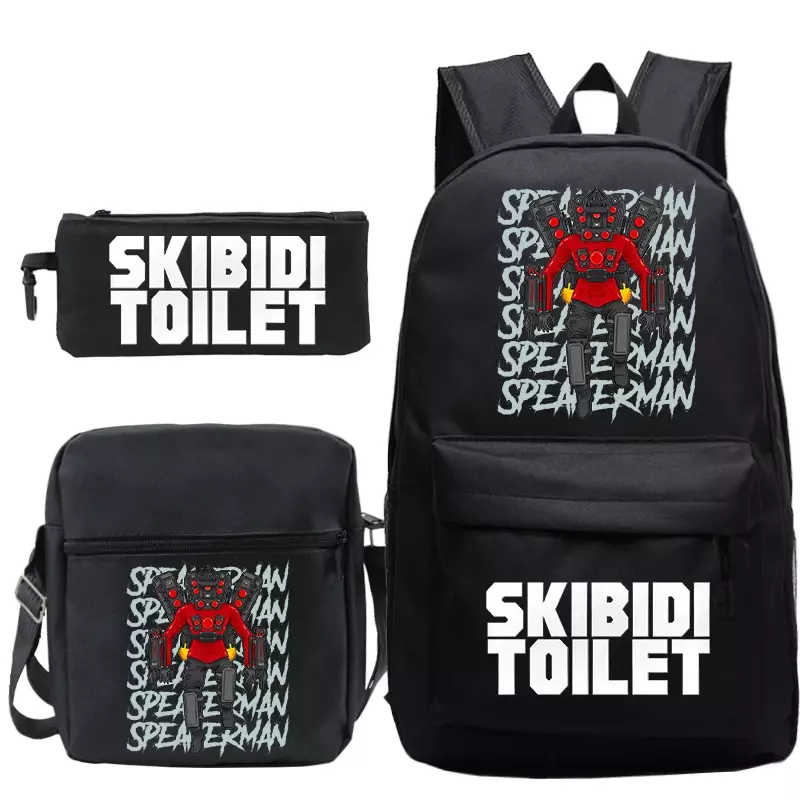 Gioco Skibidi Toilet Print zaino 3 pezzi Set Funny Cartoon Boys Girls School Bags zaino da viaggio leggero zaini di alta qualità