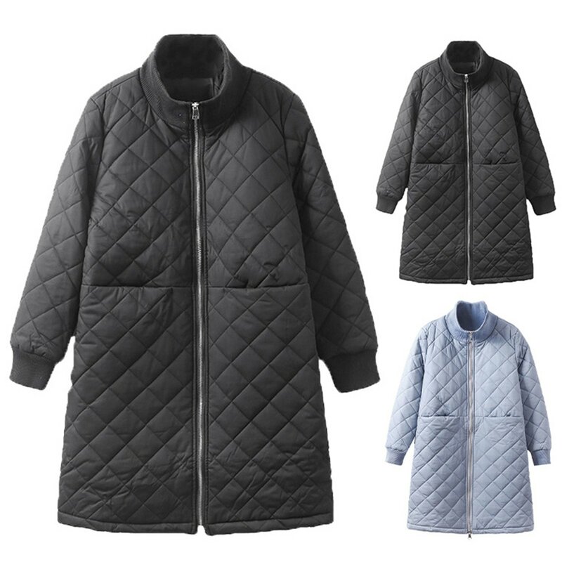 女性の綿のパッド入りコート,ジッパー付き,軽量オーバーコート,ルーズ,防寒着,暖かいジャケット,女性の服,冬のトップス,単色