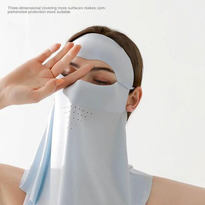 Máscara de seda de gelo respirável para esporte ao ar livre, Proteção solar, Proteção UV, Neck Gaiter, Máscara Anti-UV