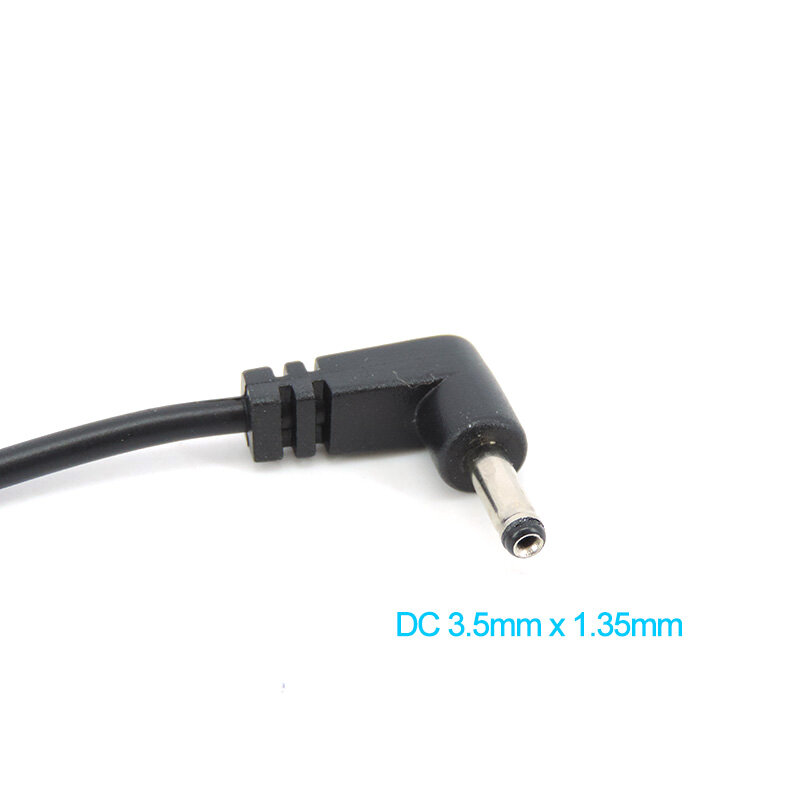 Kabel konektor catu daya sudut kanan lurus 3.5mm x 1.35mm DC jantan 30cm 2 inti kabel colokan DIY perbaikan ujung timah A7