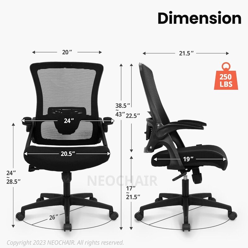 높이 조절 가능한 하이 백 메쉬 의자, 인체 공학적 디자인, 홈 오피스 컴퓨터 책상 의자, 임원 요추 지지대