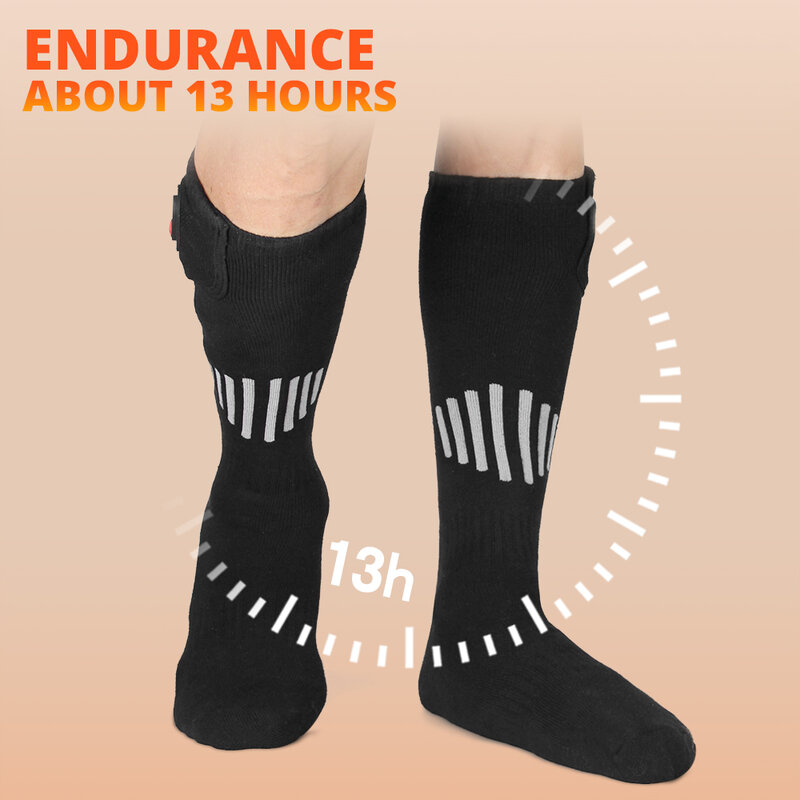 Зимние носки с подогревом, перезаряжаемые носки с подогревом для USB 5000 мАч, теплые уличные теплые сапоги с подогревом для снегохода, зимних лыж