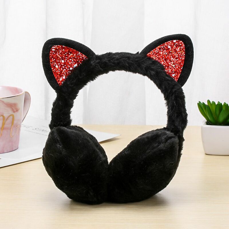 Cache-oreilles en peluche doux et chaud pour chat, bandeau de protection des oreilles, avec paillettes et dessins animés
