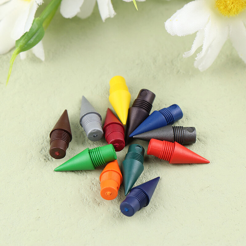 10 buah Set ujung pensil warna-warni isi 12 warna, perlengkapan alat tulis sekolah pelajar, aksesori menulis sketsa seni 12 warna