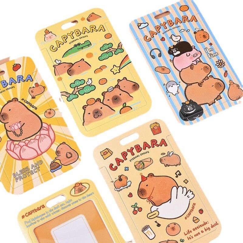 Letter Capybara Card Holder Plastic Korean Style Capybara Bus Card Cover ID Card Cover Card Sleeve Capybara Photocard Holder