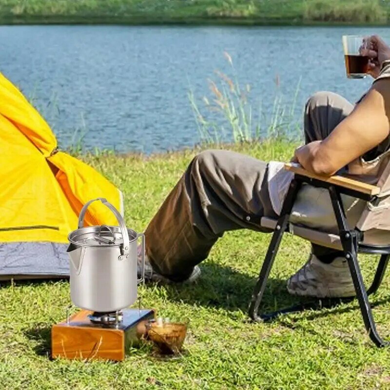 Cafetera de acampada de acero inoxidable, estufa percoladora superior, duradera, para hacer café al aire libre
