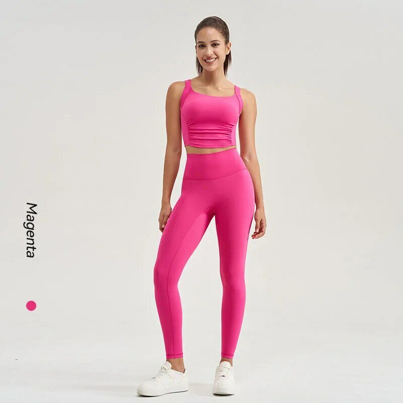 New Yoga Suit For Women With High Elasticity, Slimming Effect, Fixed Chest Pad, Sports Bra, High Waist, Buttocks lifting