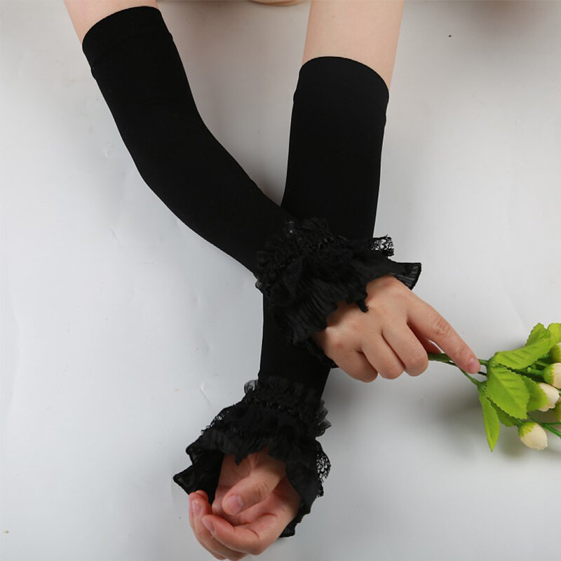Filtr przeciwsłoneczny długi rękaw bez palców damskie letnie rękawiczki na nadgarstek koronkowy elastyczny rękaw moda wygodne rękawiczki naramienne rękawiczki do jazdy