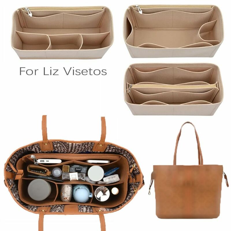 1 buah tas Internal flanel Travel Insert Organizer tas tangan dompet besar Liner tas kosmetik portabel tas tangan untuk Liz visetus