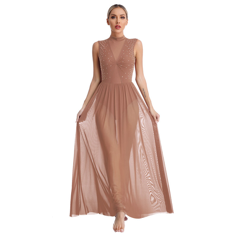 Женское модное Lyrical танцевальное платье, женское прозрачное Сетчатое платье макси с верхним слоем, модная танцевальная одежда